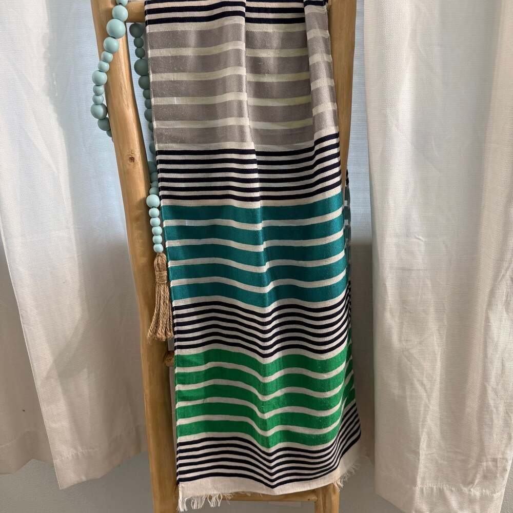 Coldwater Creek striped vintage scarf made from silk & cotton scarf